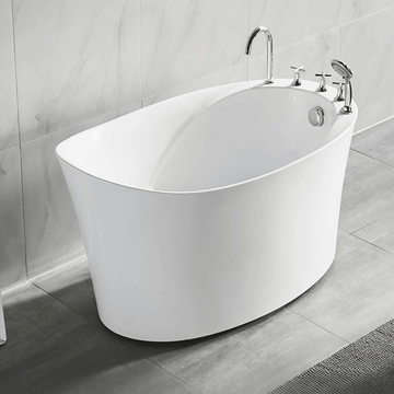 43.1″ Oval Acrylic Japanese Deep Soaking Bathtub - Modern Freestanding Style